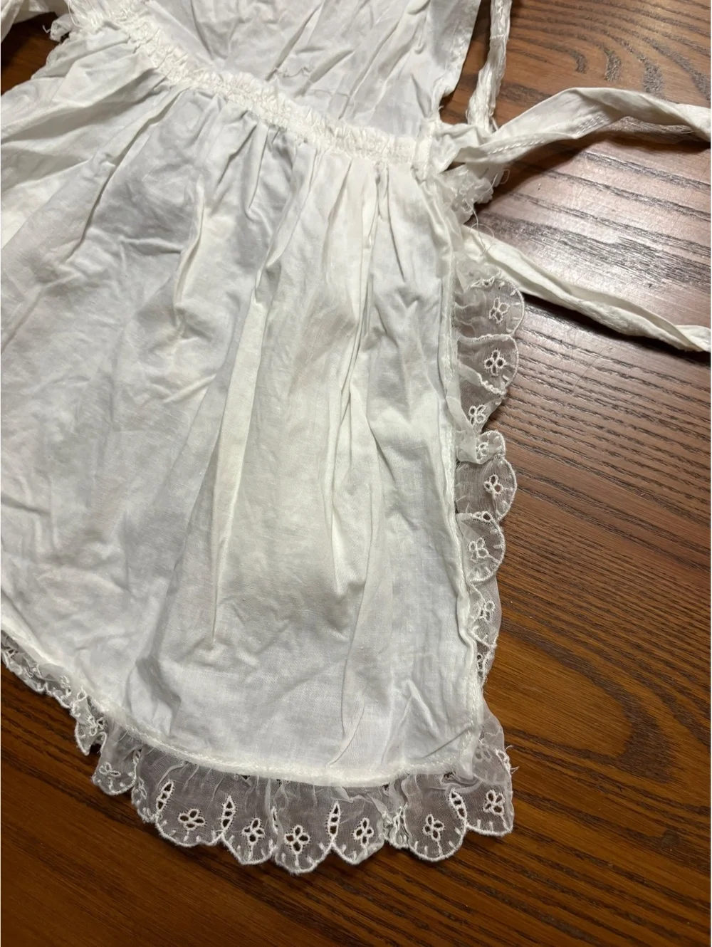 2 Vintage Child-Size Aprons - White Eyelet Pinafore & Red Polka Dot 1/2 Apron